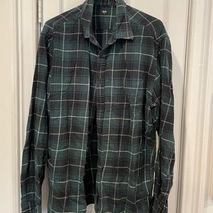 Uniqlo Green and Navy Flannel Button Shirt XL
